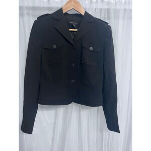 Grace Dane Lewis Black Military Style Button Front Blazer Jacket Women Size 6‎